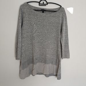 Eileen Fisher grey linen blend top Size S